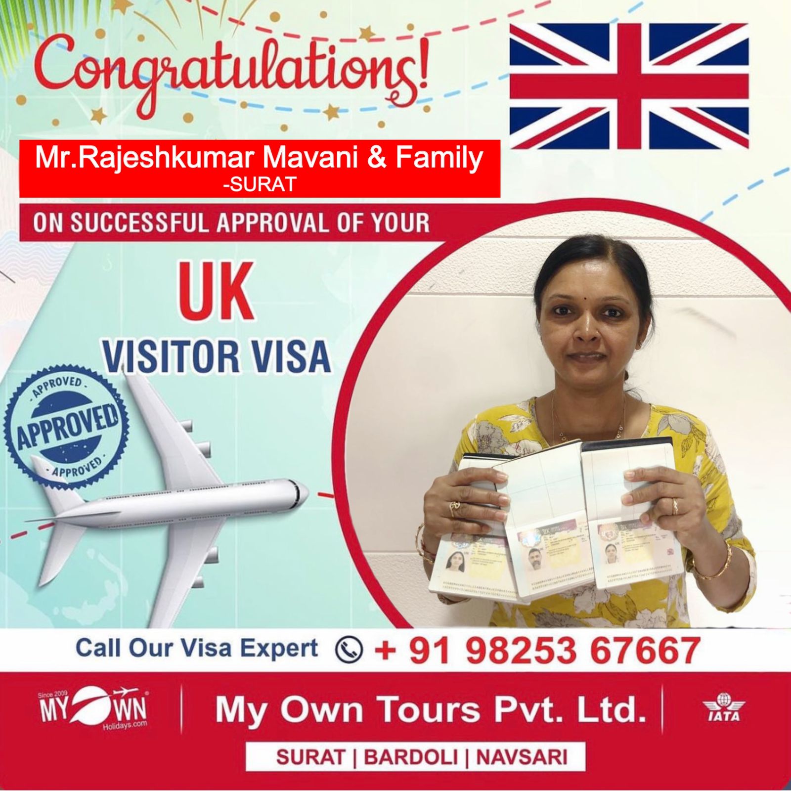 UK Visitor Visa - Mr.Rajeshkumar Mavani & Family - UK Consultant in Surat