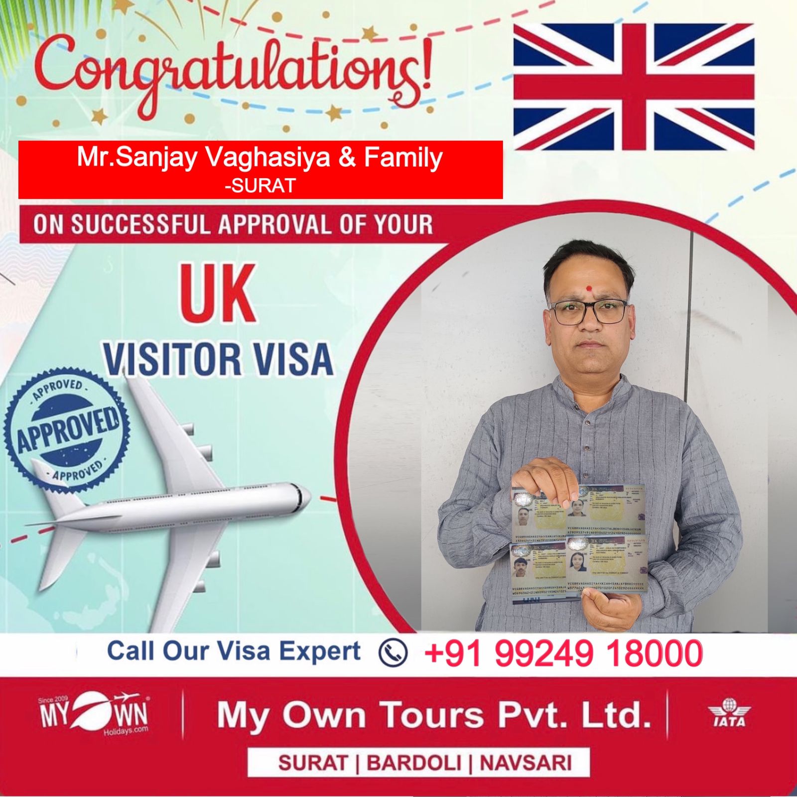 UK Visitor Visa - Mr. Sanjay Vaghasiya & Family - UK Consultant in Surat