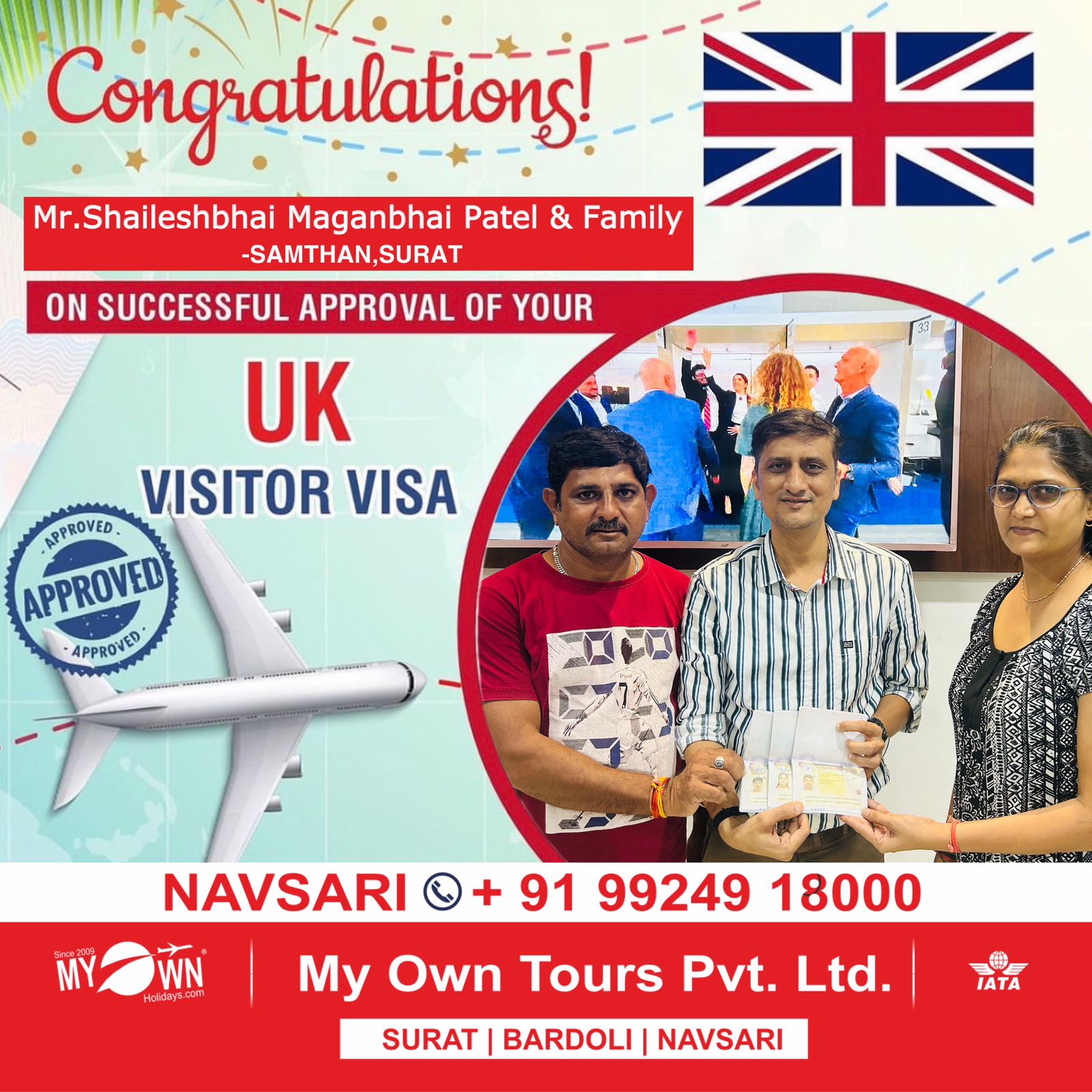 UK Visitor Visa - Mr. Shileshbhai Maganbhai Patel & Family  - UK Consultant in Surat