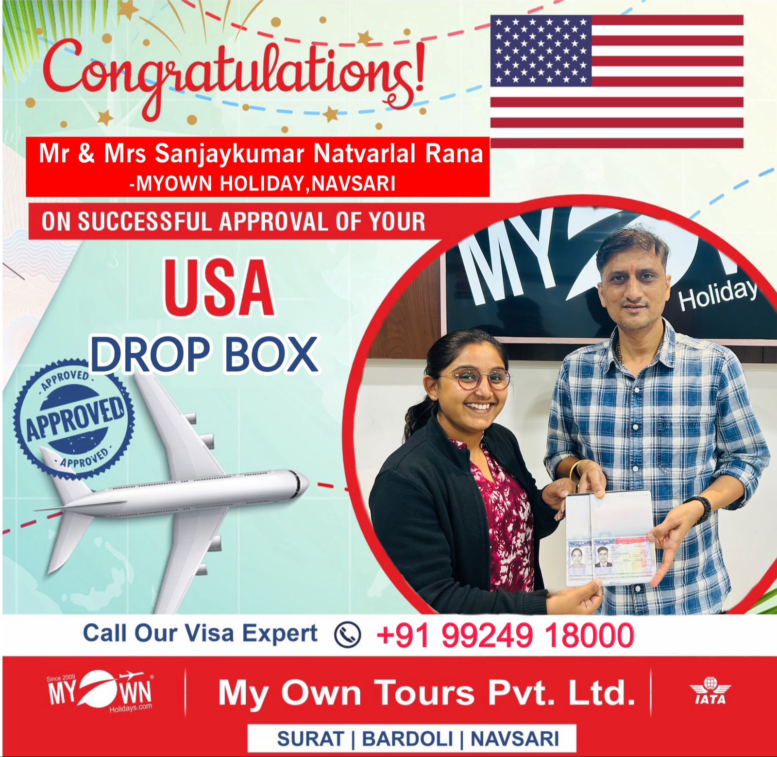 USA DROP BOX - Mr & Mrs Sanjaykumar Natvarlal Rana - USA Consultant in Surat