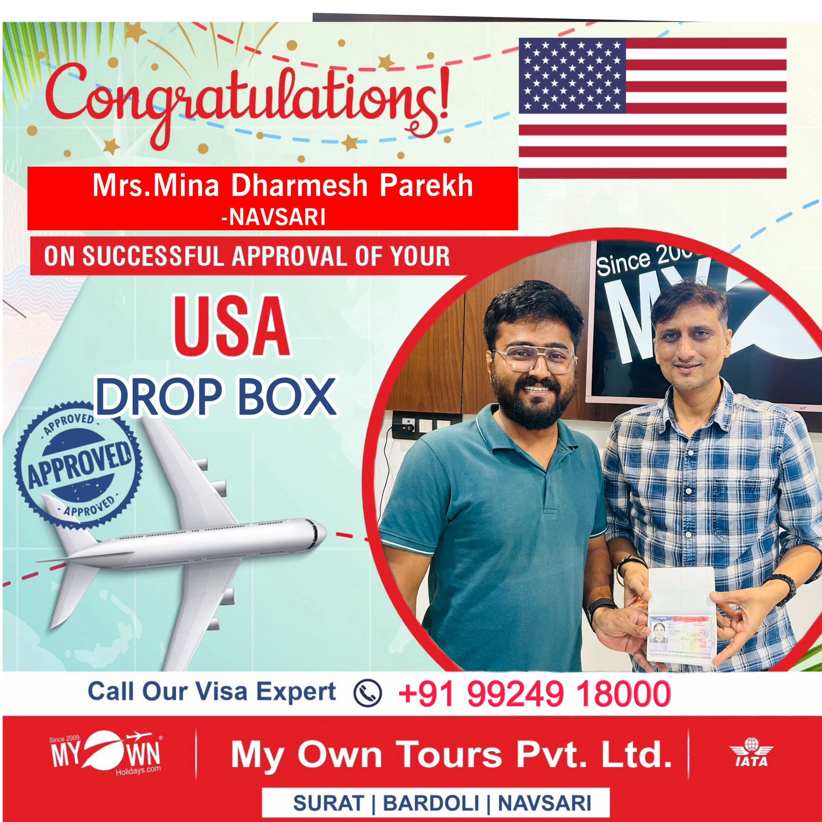 USA DROP BOX - Mrs. Mina Dharmesh Parekh - USA Consultant in Surat