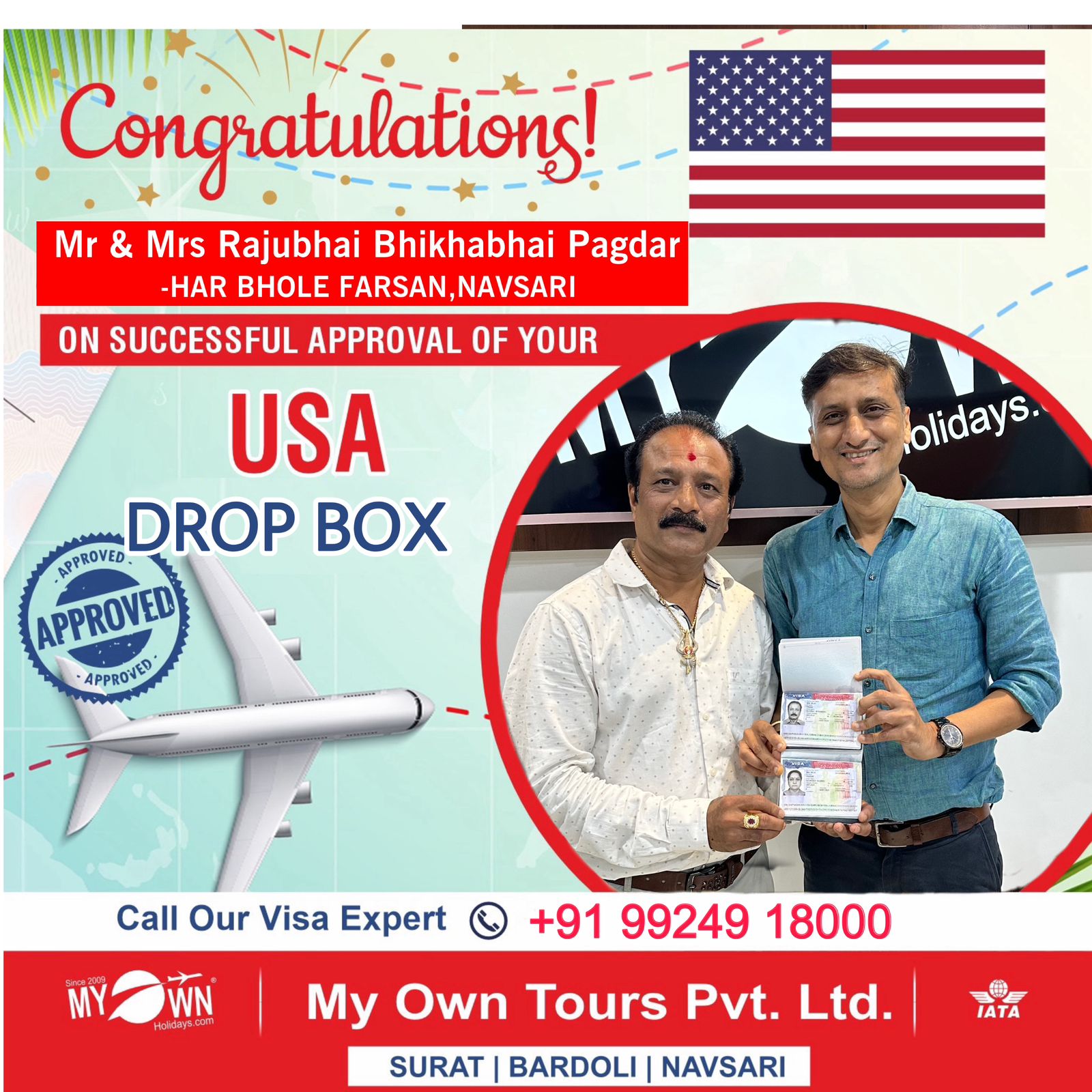 USA DROP BOX - Mr & Mrs Rajubhai Bhikhabhai Pagdar - USA Consultant in Surat